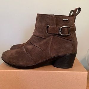 Daisy Buckle Water-Resistant Leather Ankle Boots